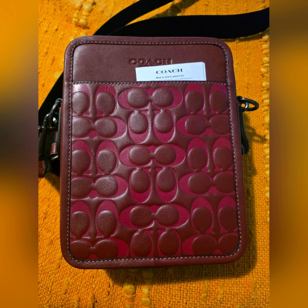 Coach Wine Embossed Leather Bag